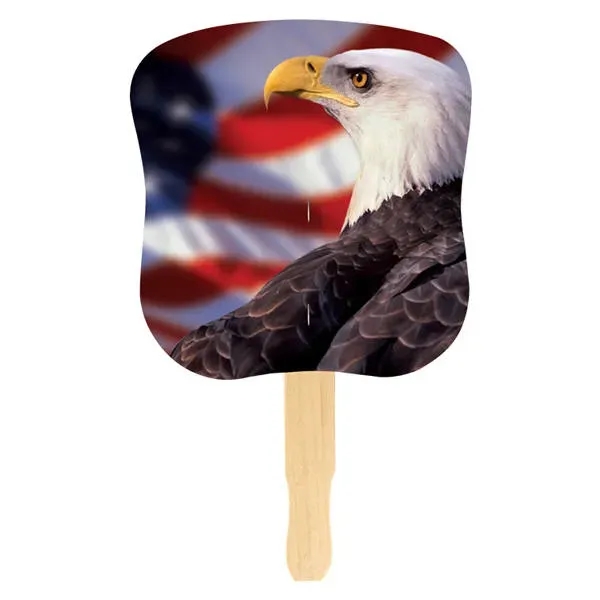 White color option for Stock Design Hand Fan Bald Eagle/Us Flag, Full Color Digital