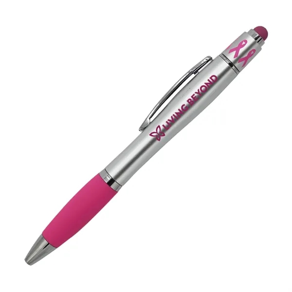 Pink color option for Ribbon Spin Top Pen With Stylus