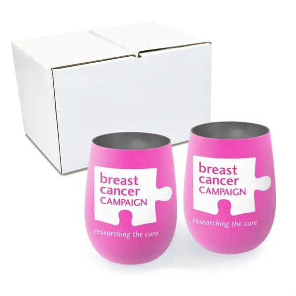 Pink color option for 12 Oz. Recycled Stainless Wine Glass   Gift Set