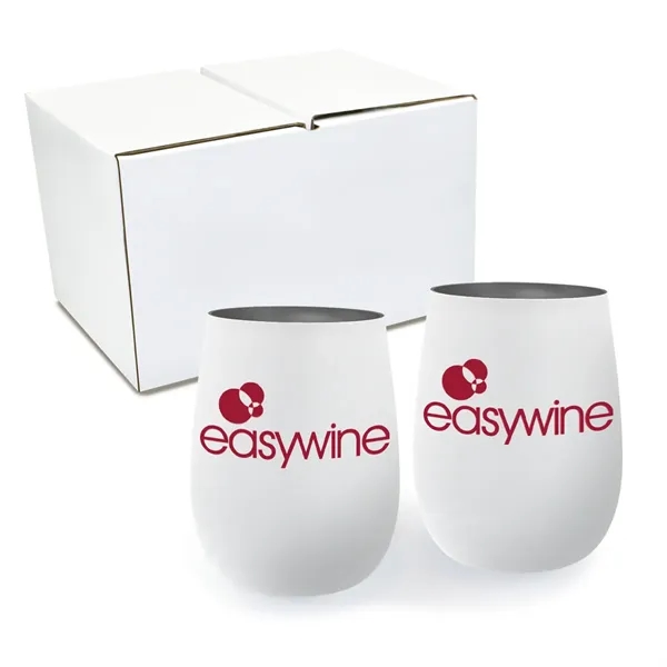 White color option for 12 Oz. Recycled Stainless Wine Glass   Gift Set