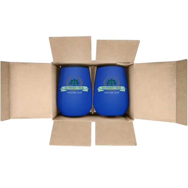 Blue color option for 12 Oz. Recycled Stainless Wine Glass   Gift Set, Full Color