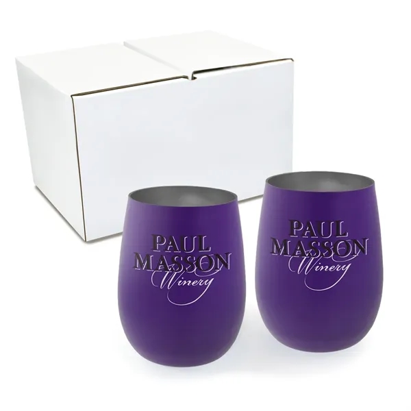 Purple color option for 12 Oz. Recycled Stainless Wine Glass   Gift Set, Full Color