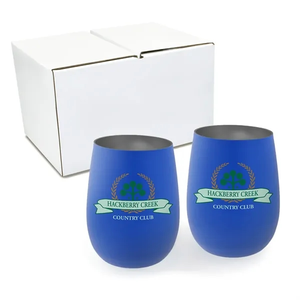 Photo of 12 Oz. Recycled Stainless Wine Glass   Gift Set, Full Color