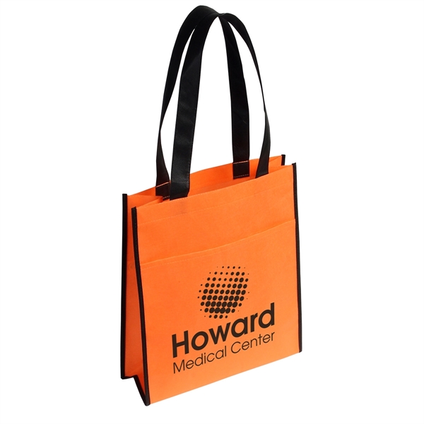 Medium Orange color option for Peak Non Woven Tote Bag With Pocket