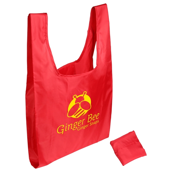 Medium Red color option for Tide Twister Polyester Folding Tote Bag