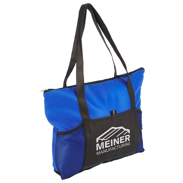 Medium Blue color option for Feather Flight Non Woven Zipper Tote Bag