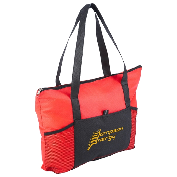 Medium Red color option for Feather Flight Non Woven Zipper Tote Bag