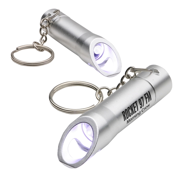 Metallic Silver color option for Aluminum Led Opener Key Chain