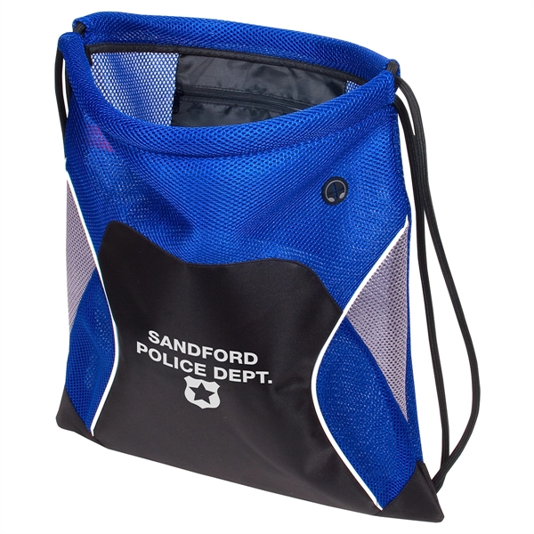 Medium Blue color option for Jumbo Globetrotter Mesh Fabric Drawstring Bag