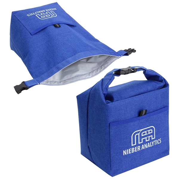 Medium Blue: Heather Blue color option for Bellevue Heathered Polyester Insulated Lunch Tote