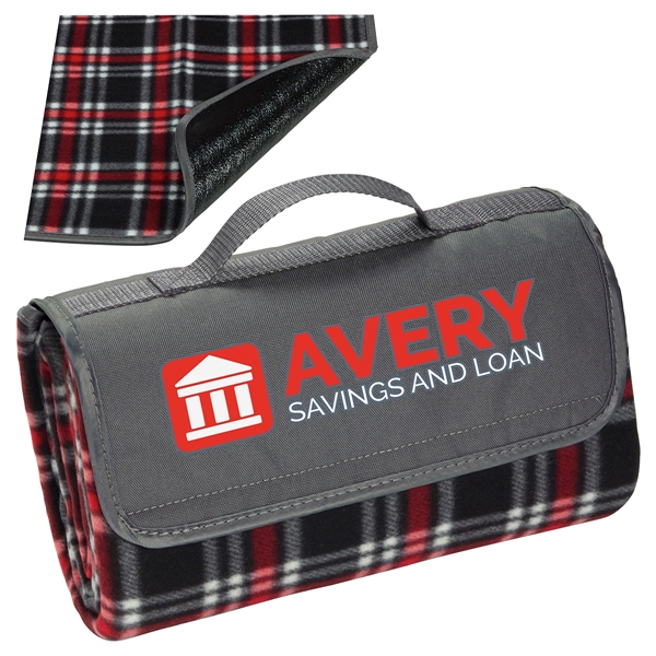 Gray/Red color option for Plaid Barrel Fleece Picnic Blanket