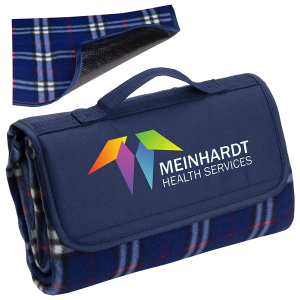 Navy/Navy color option for Plaid Barrel Fleece Picnic Blanket