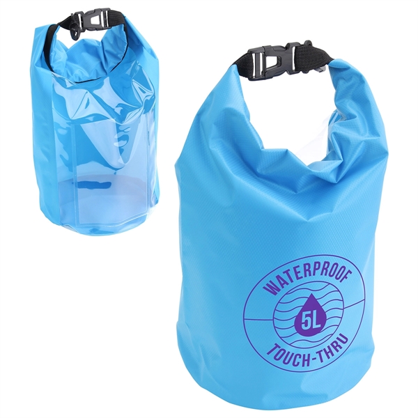 Bright Blue color option for 5 Liter Waterproof Gear Bag With Touch Thru Pouch