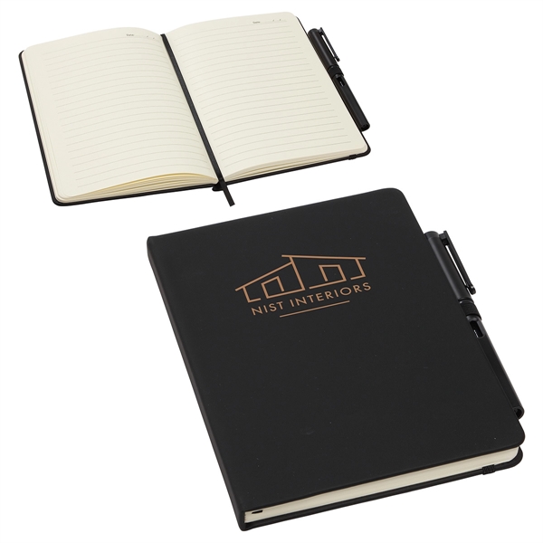Medium Black color option for Quorum Soft Touch Journal With Matching Color Gel Pen