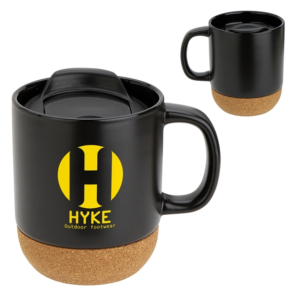 Medium Black color option for Balsamo 12 Oz Ceramic Mug With Cork Base