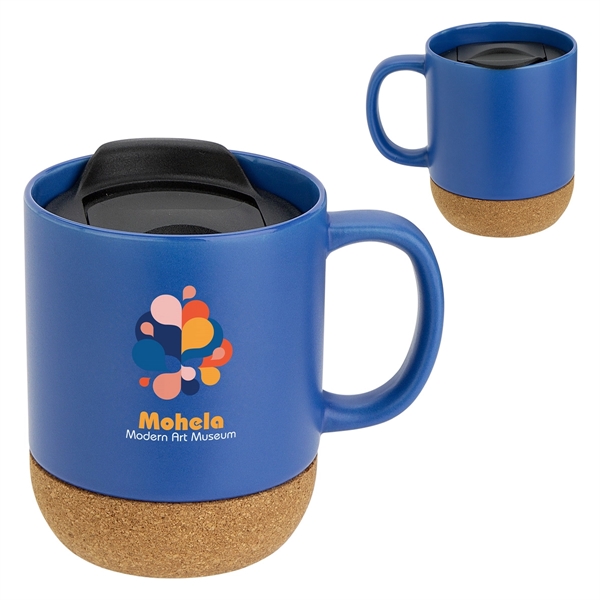 Medium Blue color option for Balsamo 12 Oz Ceramic Mug With Cork Base
