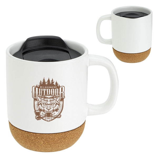 Medium White color option for Balsamo 12 Oz Ceramic Mug With Cork Base