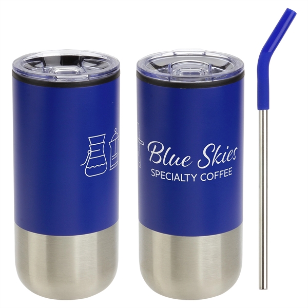 Medium Royal Blue color option for Oxford 16 Oz Stainless Steel/Polypropylene Tumbler With Stra