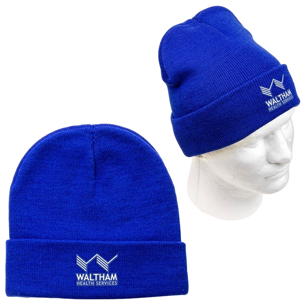 Royal Blue color option for Farview Roll Up Cuff Rpet Knit Beanie
