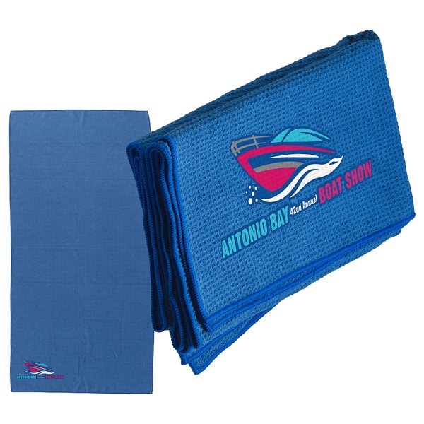 Medium Blue color option for Seaside 30  X 60  Waffle Microfiber Beach Towel