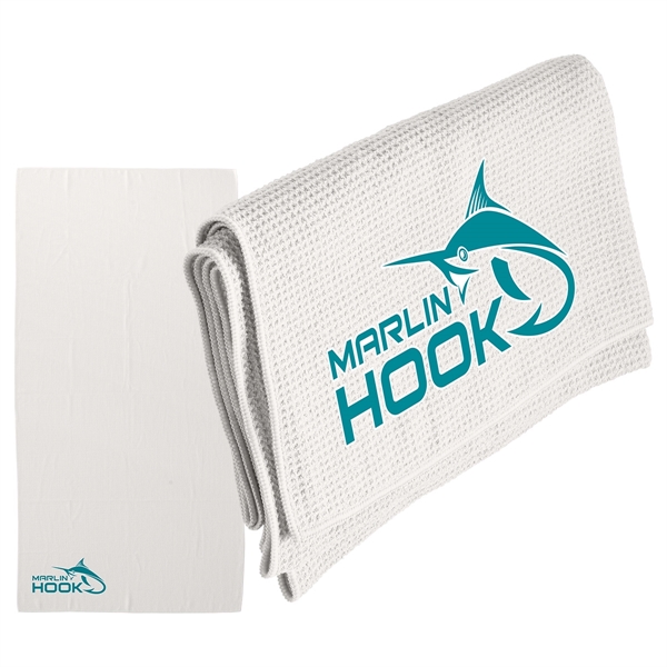 Medium White color option for Seaside 30  X 60  Waffle Microfiber Beach Towel