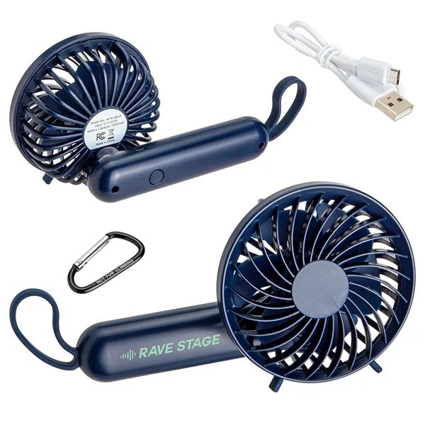 Dark Blue color option for Quiet Breeze Rechargeable Hand Fan With Carabiner