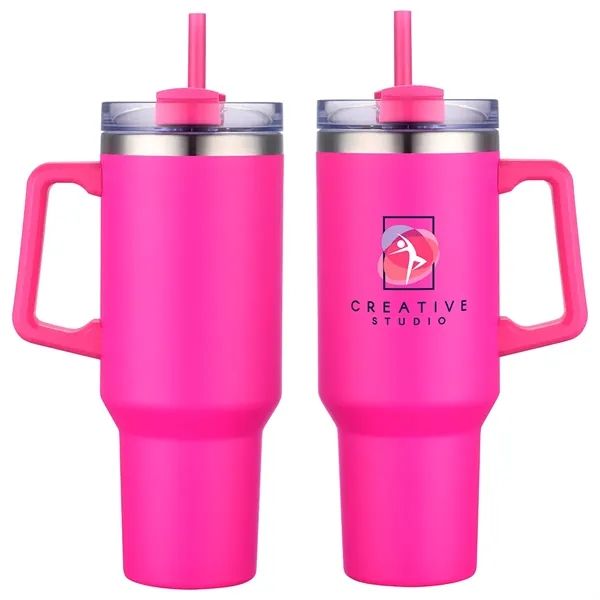 Dark Pink color option for Genoa 40 Oz Vacuum Insulated Travel Mug With Straw