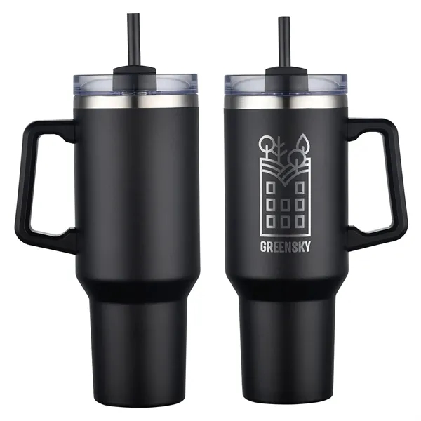 Medium Black color option for Genoa 40 Oz Vacuum Insulated Travel Mug With Straw