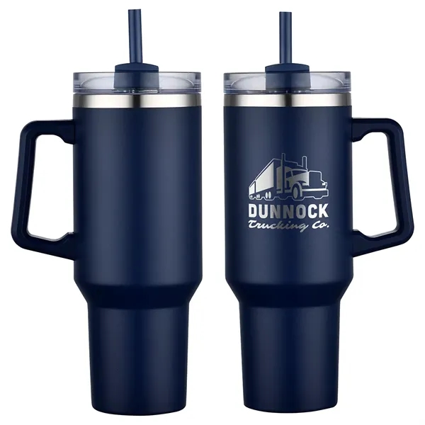 Medium Navy Blue color option for Genoa 40 Oz Vacuum Insulated Travel Mug With Straw