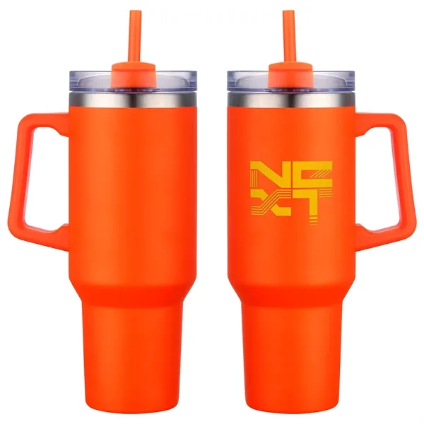 Medium Orange color option for Genoa 40 Oz Vacuum Insulated Travel Mug With Straw