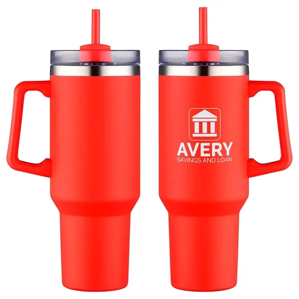 Medium Red color option for Genoa 40 Oz Vacuum Insulated Travel Mug With Straw