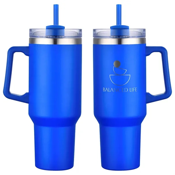 Medium Royal Blue color option for Genoa 40 Oz Vacuum Insulated Travel Mug With Straw