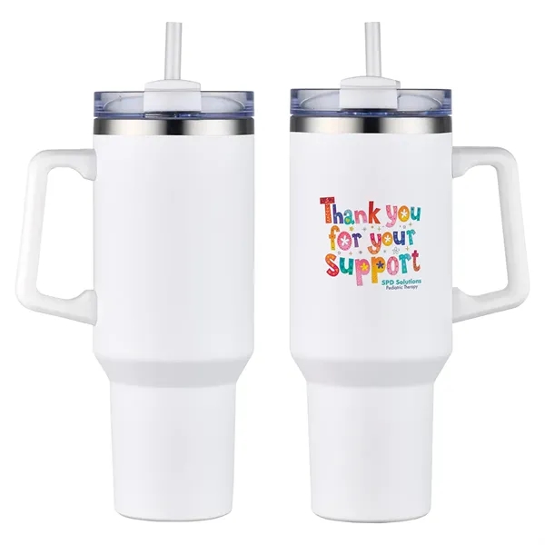 Medium White color option for Genoa 40 Oz Vacuum Insulated Travel Mug With Straw