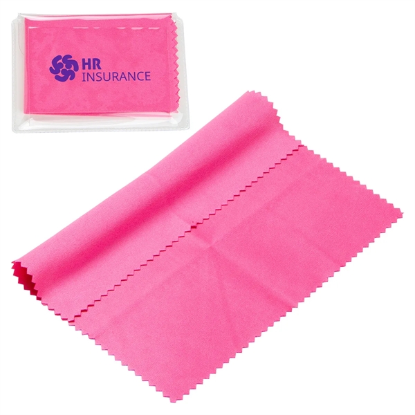 Bright Red color option for 6  X 6  220 Gsm Microfiber Cleaning Cloth In Clear Pvc Case