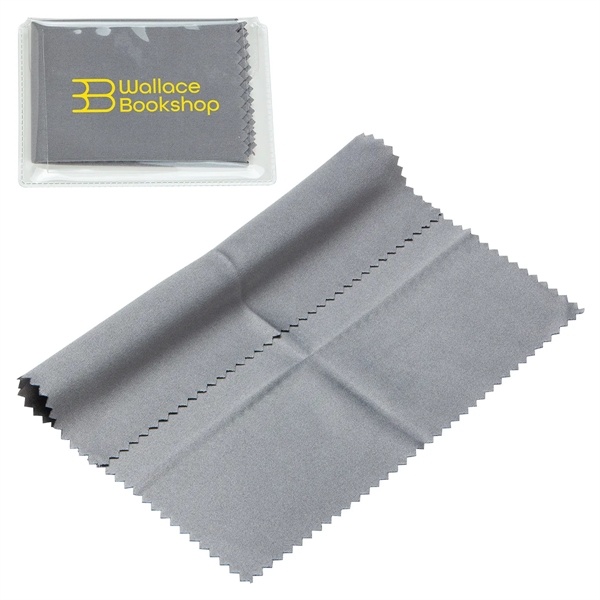Cool Gray color option for 6  X 6  220 Gsm Microfiber Cleaning Cloth In Clear Pvc Case
