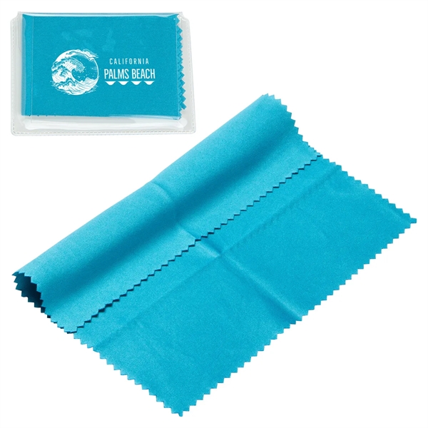 Light Blue color option for 6  X 6  220 Gsm Microfiber Cleaning Cloth In Clear Pvc Case