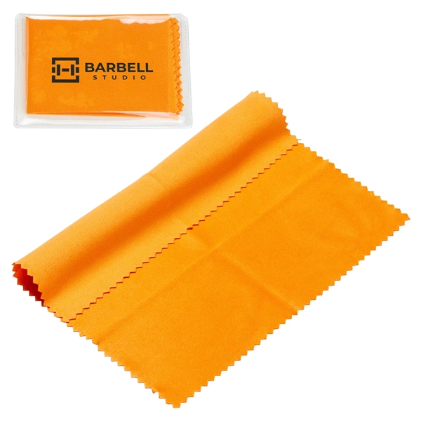 Medium Orange color option for 6  X 6  220 Gsm Microfiber Cleaning Cloth In Clear Pvc Case