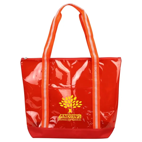 Clear Red color option for Diamond Clear Tpu Zippered Tote