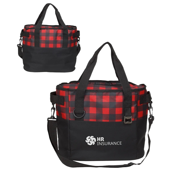 Medium Red color option for Plaid Insulated Cooler Bag