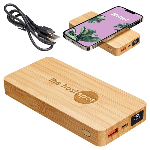 Photo of Bamboo 10000m Ah Dual Port Power Bank With 10 W Wireless Charg