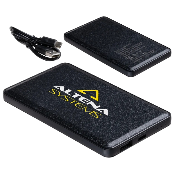 Medium Black color option for Sovereign 4000m Ah Wireless Charging Power Bank With Recycled