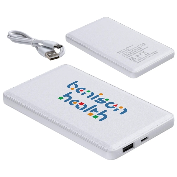 Medium White color option for Sovereign 4000m Ah Wireless Charging Power Bank With Recycled