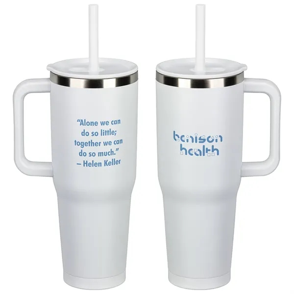 Medium White color option for Senso® Summit 40 Oz Insulated Stainless Steel Travel Mug Wi