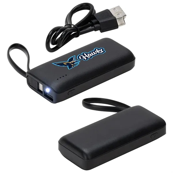 Medium Black color option for Chancellor 5000m Ah Power Bank With Usb C Built In Cable