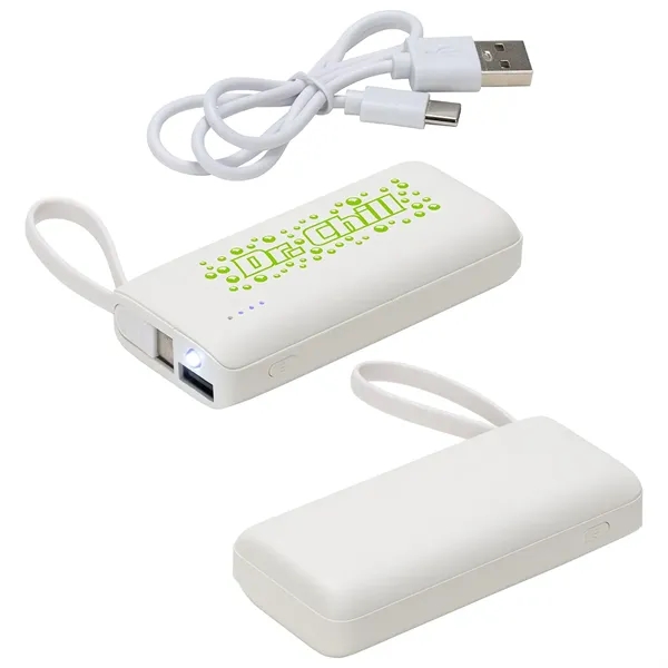 Medium White color option for Chancellor 5000m Ah Power Bank With Usb C Built In Cable