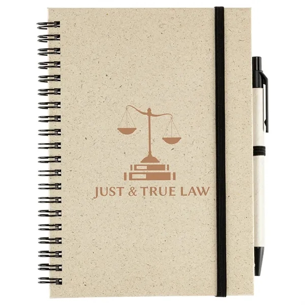 Medium Black color option for Prairie Fragrant Grass Recycled Spiral Notebook With Pen