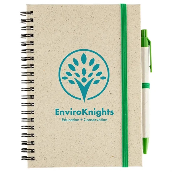 Medium Green color option for Prairie Fragrant Grass Recycled Spiral Notebook With Pen