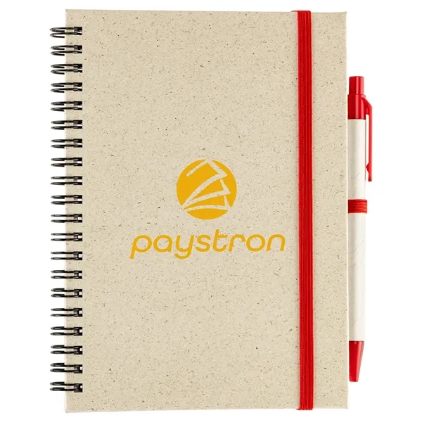 Medium Red color option for Prairie Fragrant Grass Recycled Spiral Notebook With Pen
