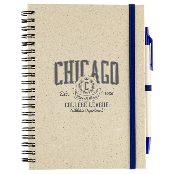 Medium Royal Blue color option for Prairie Fragrant Grass Recycled Spiral Notebook With Pen