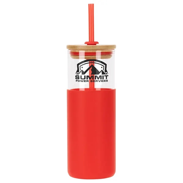 Medium Red color option for Stirling 18 Oz Glass Tumbler With Silicone Sleeve & Pp Straw